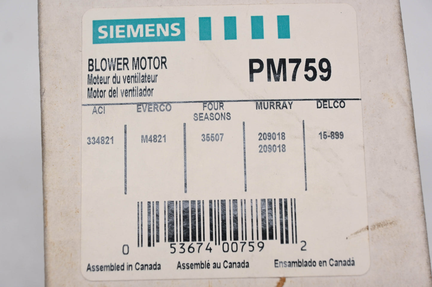 Siemens PM759 12v Blower Motor NOS