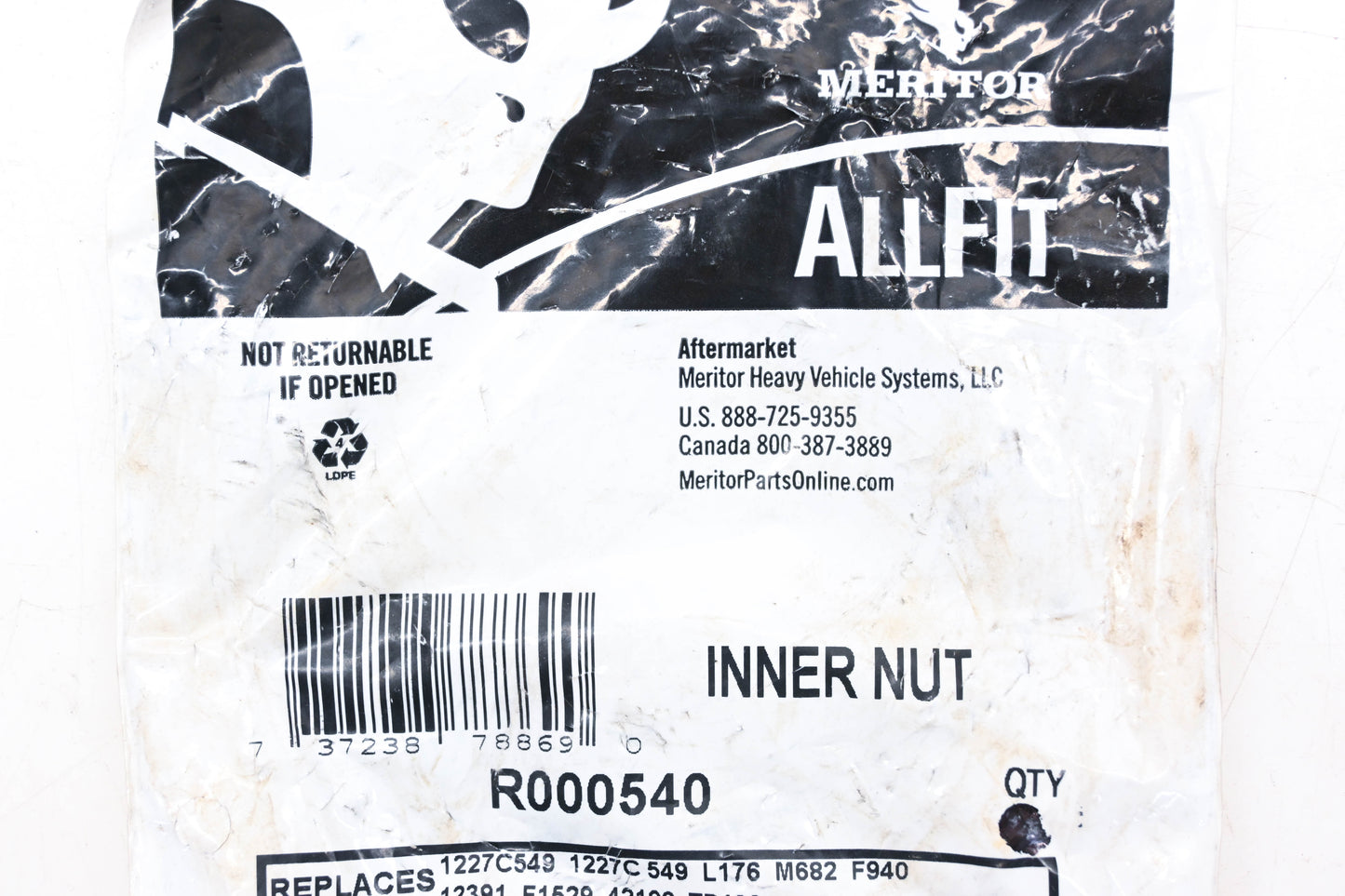 Meritor R000540, 1227C549 Inner Nut D549 NOS