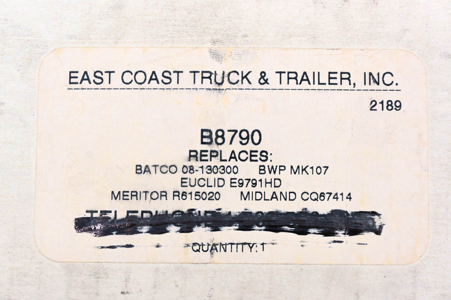 East Coast Truck & Trailer B8790, 08-130300, R615020 Camshaft Repair Kit NOS