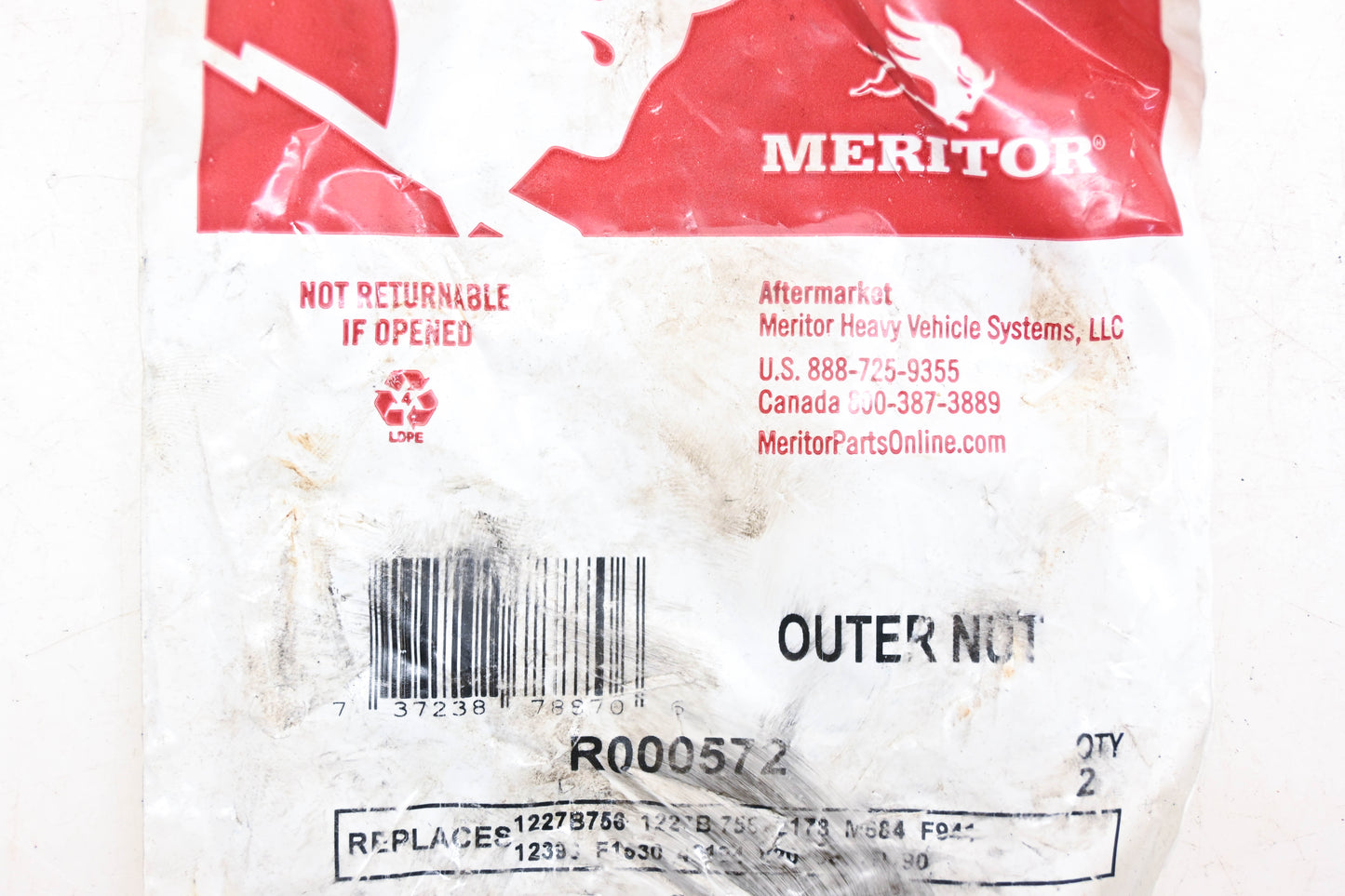 Meritor R000572 Wheel Outer Nuts D-756 Qty 2 NOS