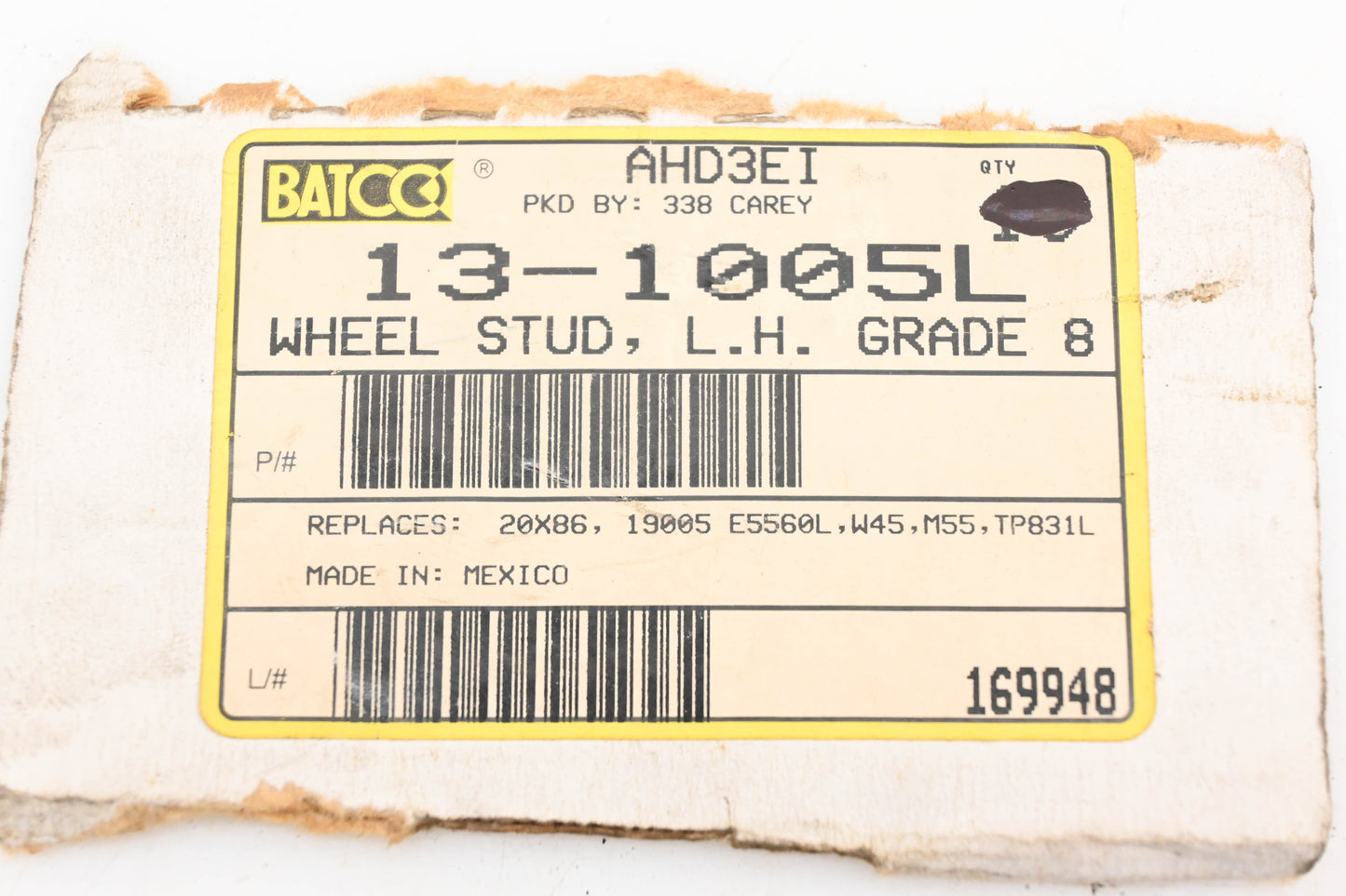 Batco 13-1005L Lefthand 3/4"-16 x 4" Wheel Stud Grade 8 NOS