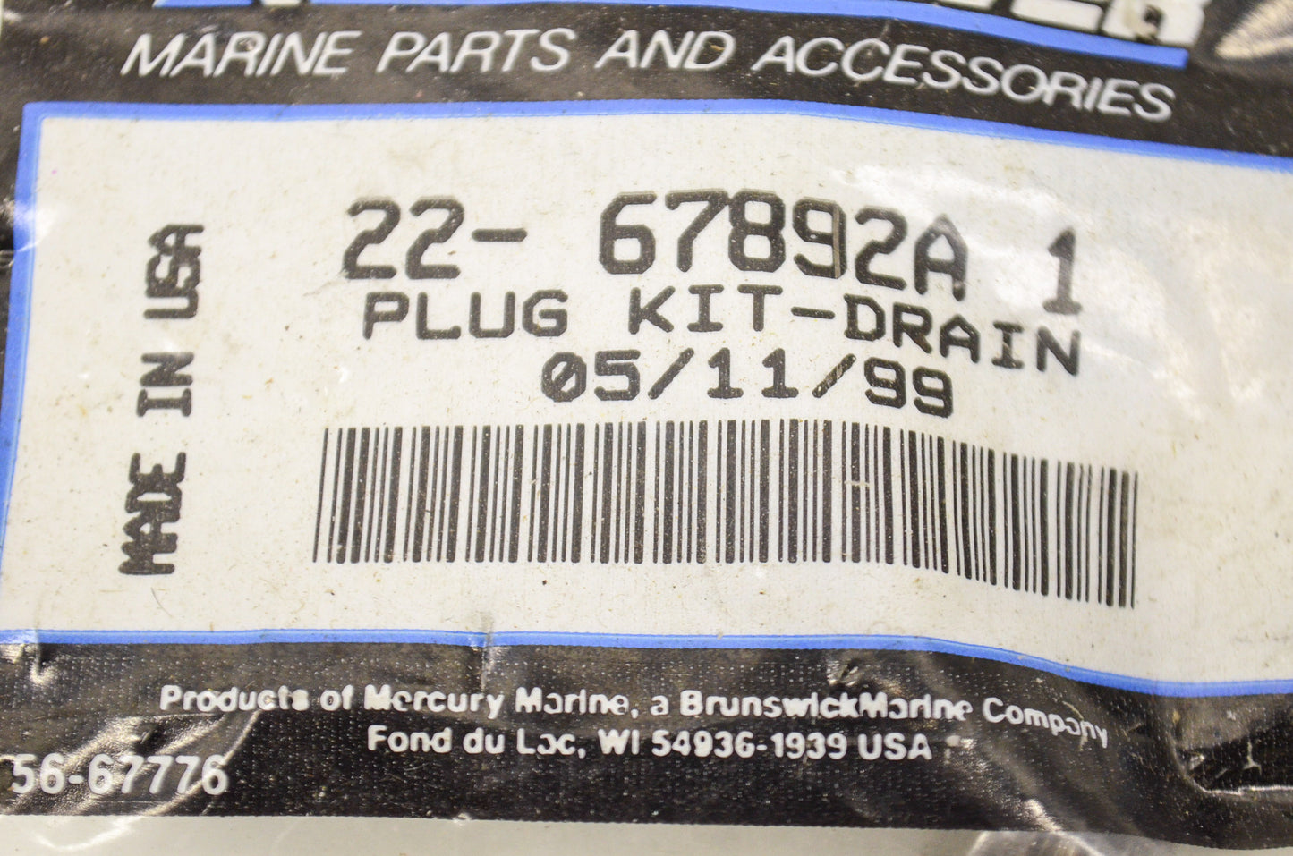 New OEM Quicksilver Mercury Drain Plug Kit NOS