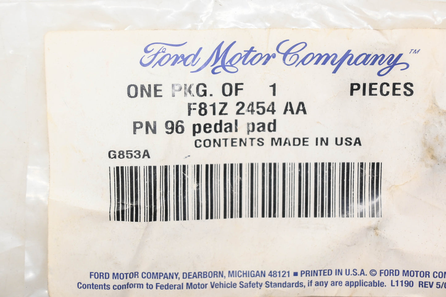 New OEM Ford F81Z-2454-AA Parking Brake Pad Pedal NOS