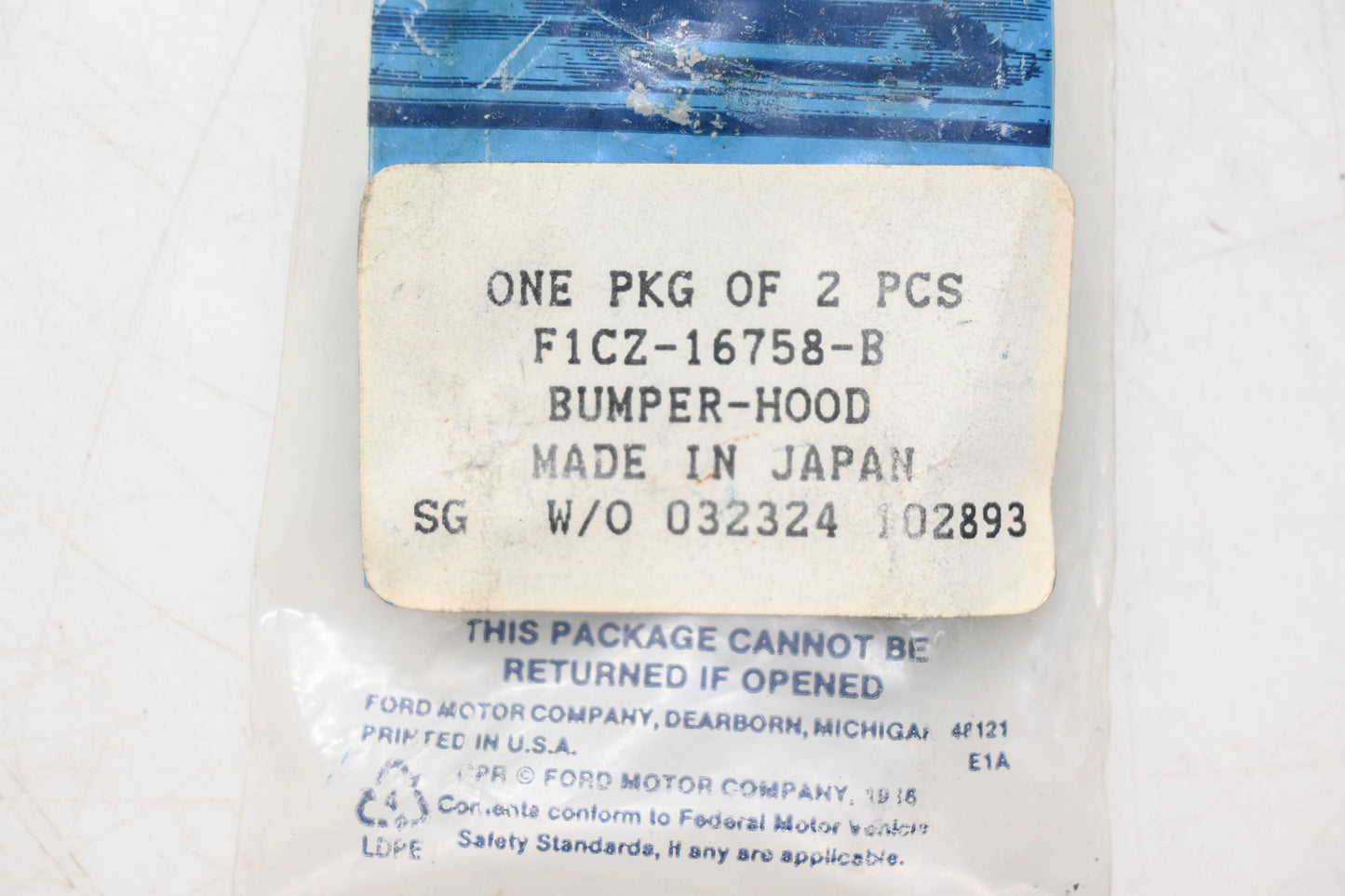 New OEM Ford F1CZ-16758-B Hood Bumpers Qty 2 NOS