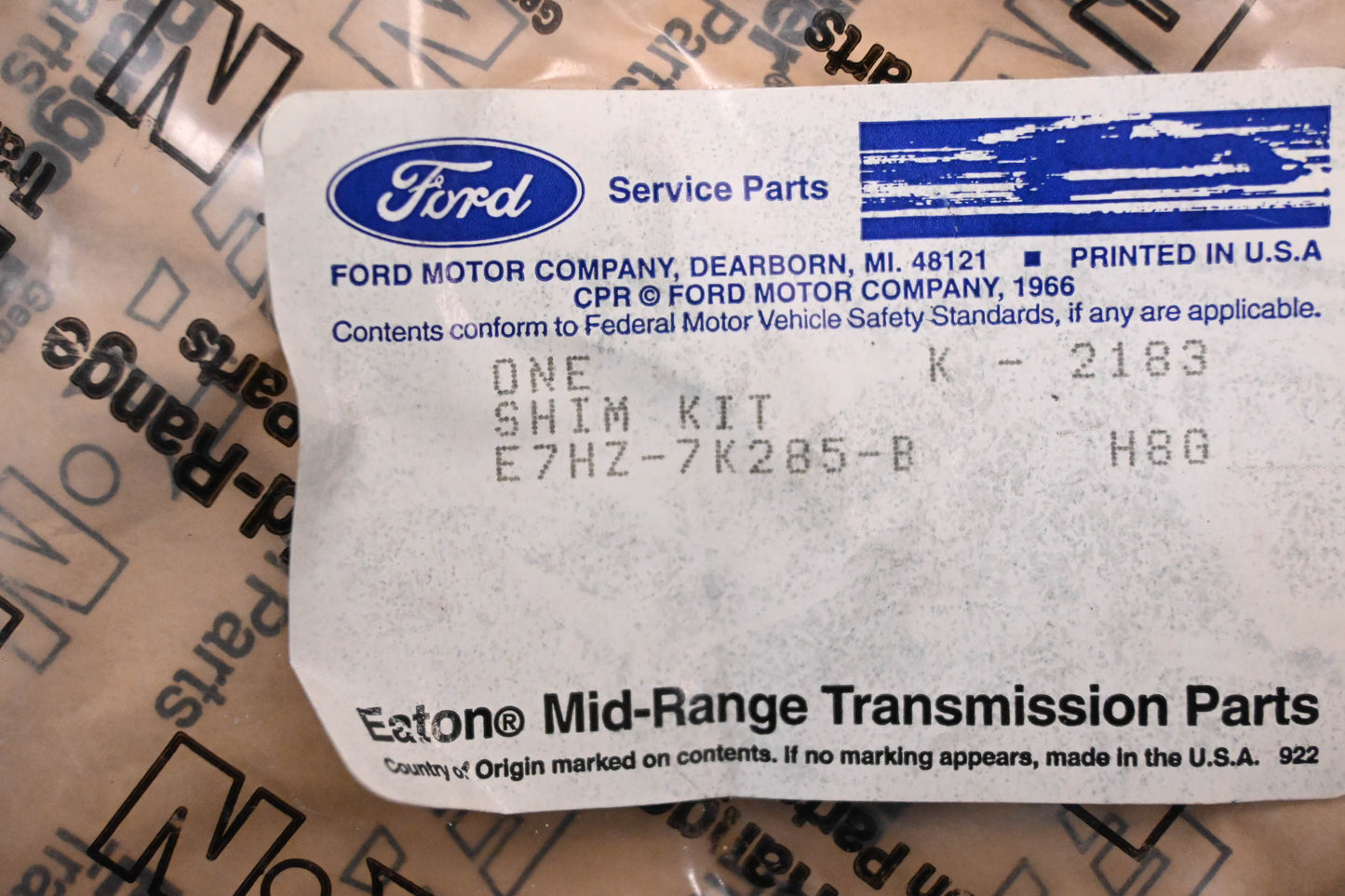 New OEM Ford E7HZ-7K285-B Shim Kit NOS