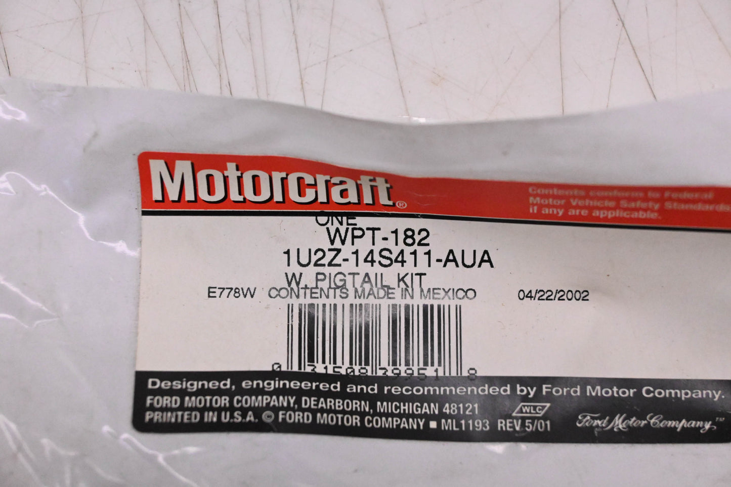 Motorcraft WPT-182, 1U2Z-14S411-AUA HVAC Pressure Switch Connector Kit NOS