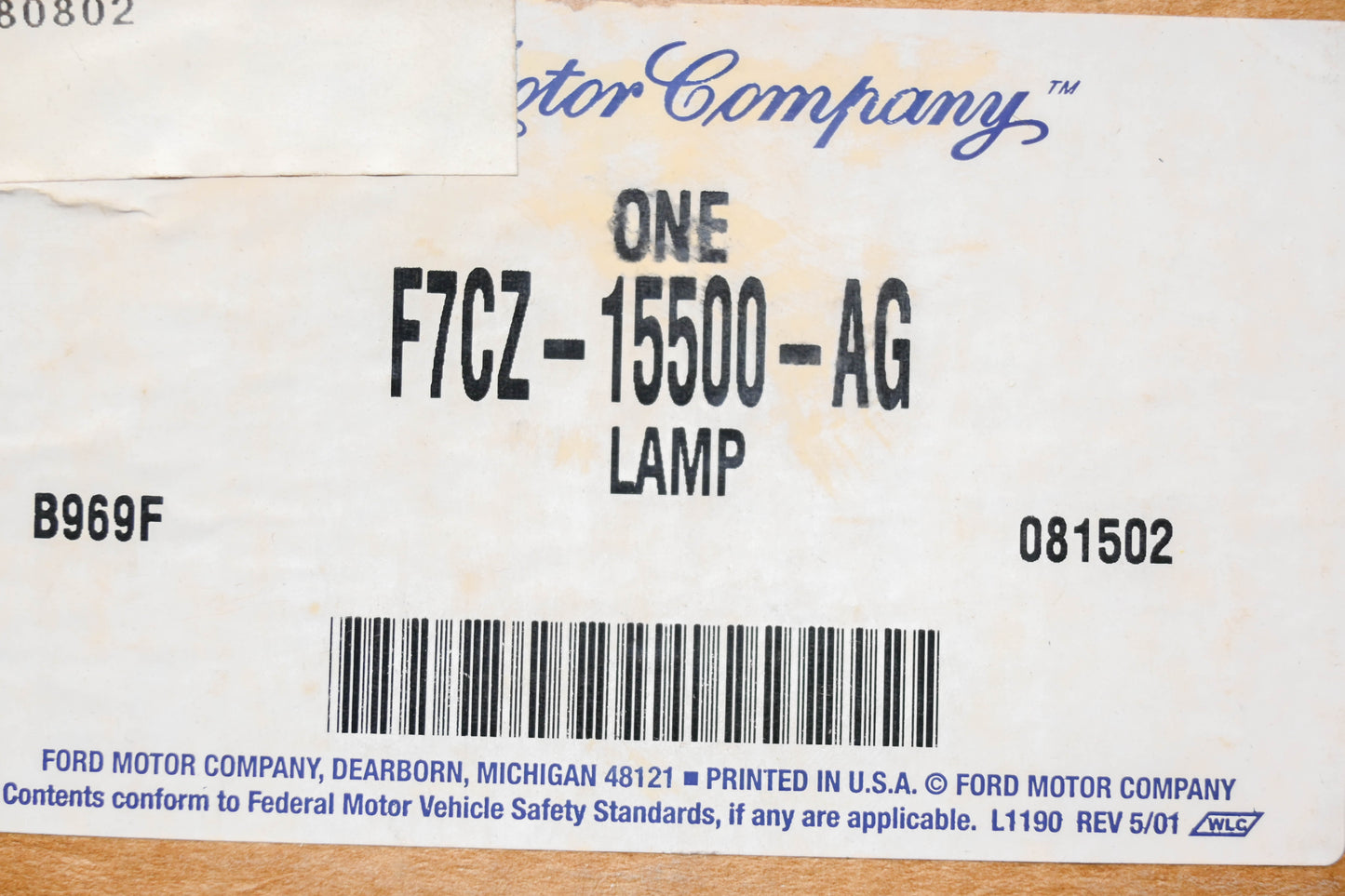 New OEM Ford F7CZ-15500-AG Rear Backup Lamp Assembly NOS