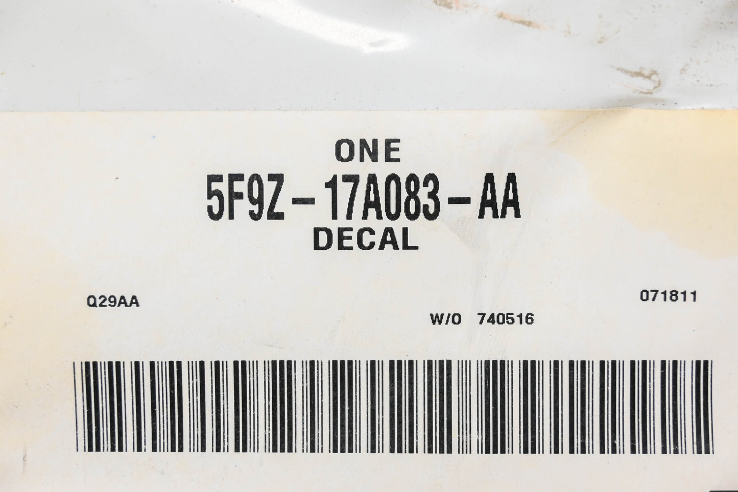 New OEM Ford 5F9Z-17A083-AA Jack and Spare Tire Decal NOS