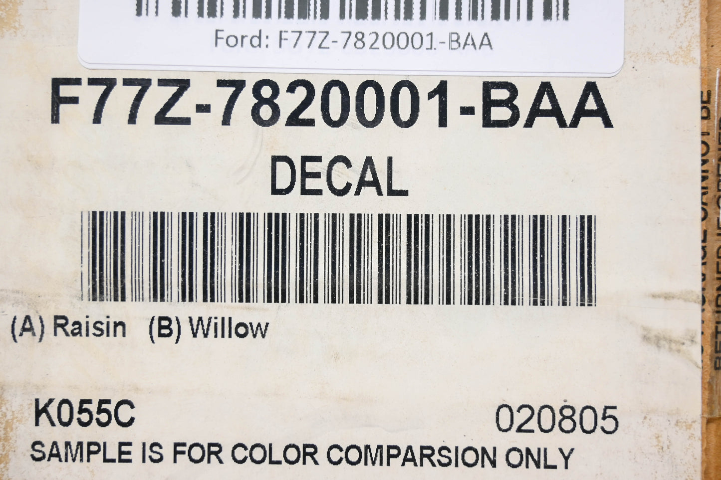 New OEM Ford F77Z-7820001-BAA Decal NOS