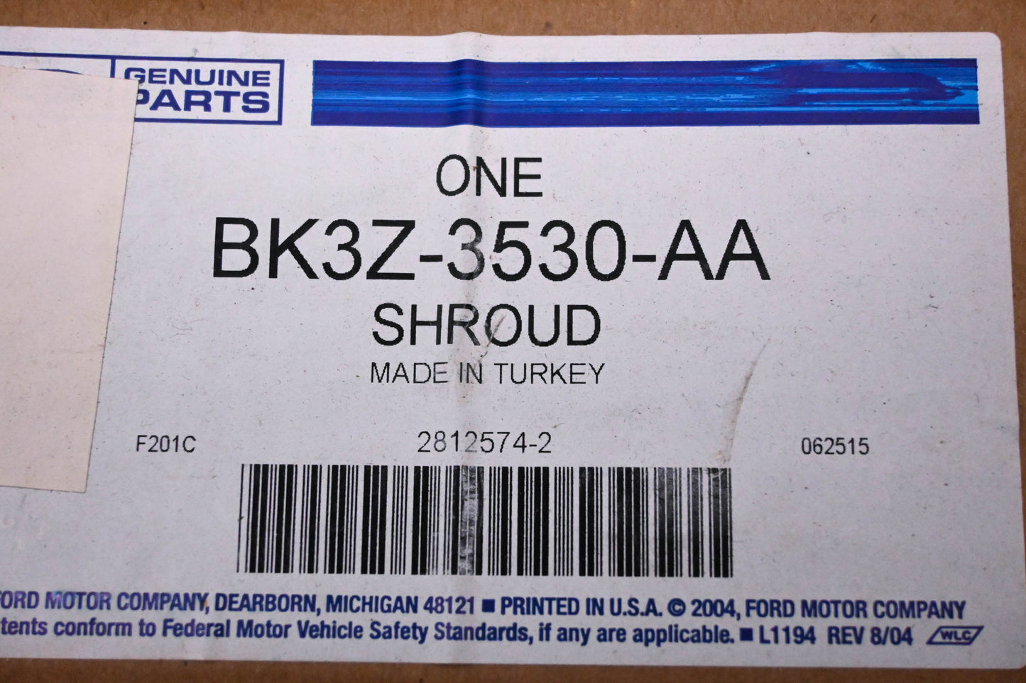 New OEM Ford BK3Z-3530-AA Upper Steering Column Cover/ Shroud NOS