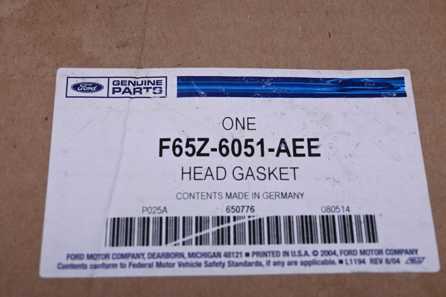 New OEM Ford F65Z-6051-AEE Cylinder Head Gasket NOS