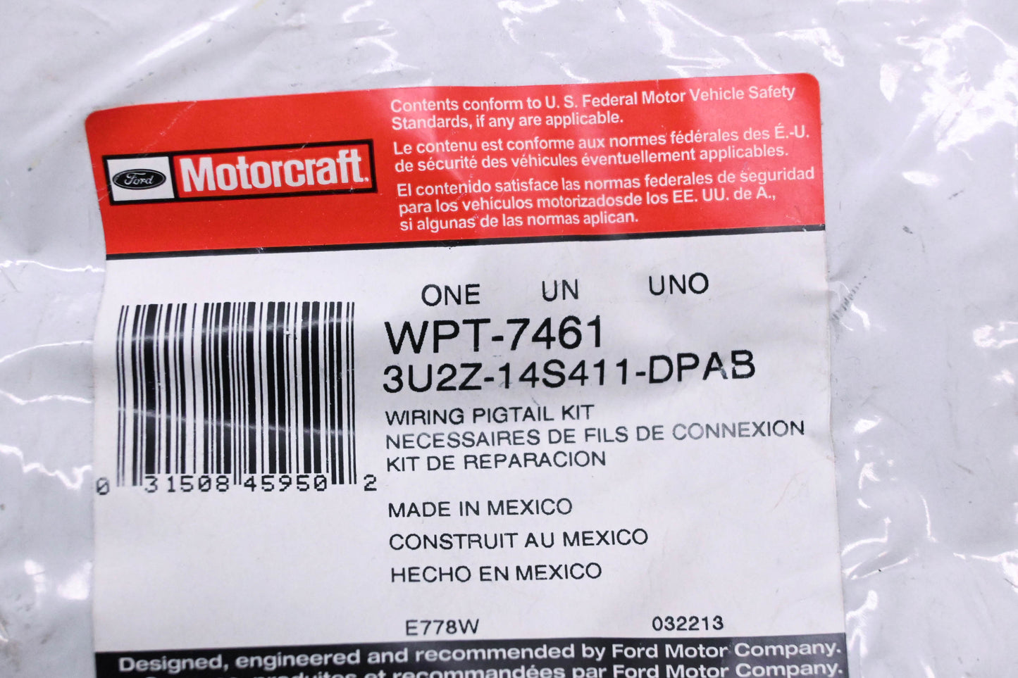 New OEM Motorcraft WPT-7461, 3U2Z-14S411-DPAB Wiring Assembly Kit NOS