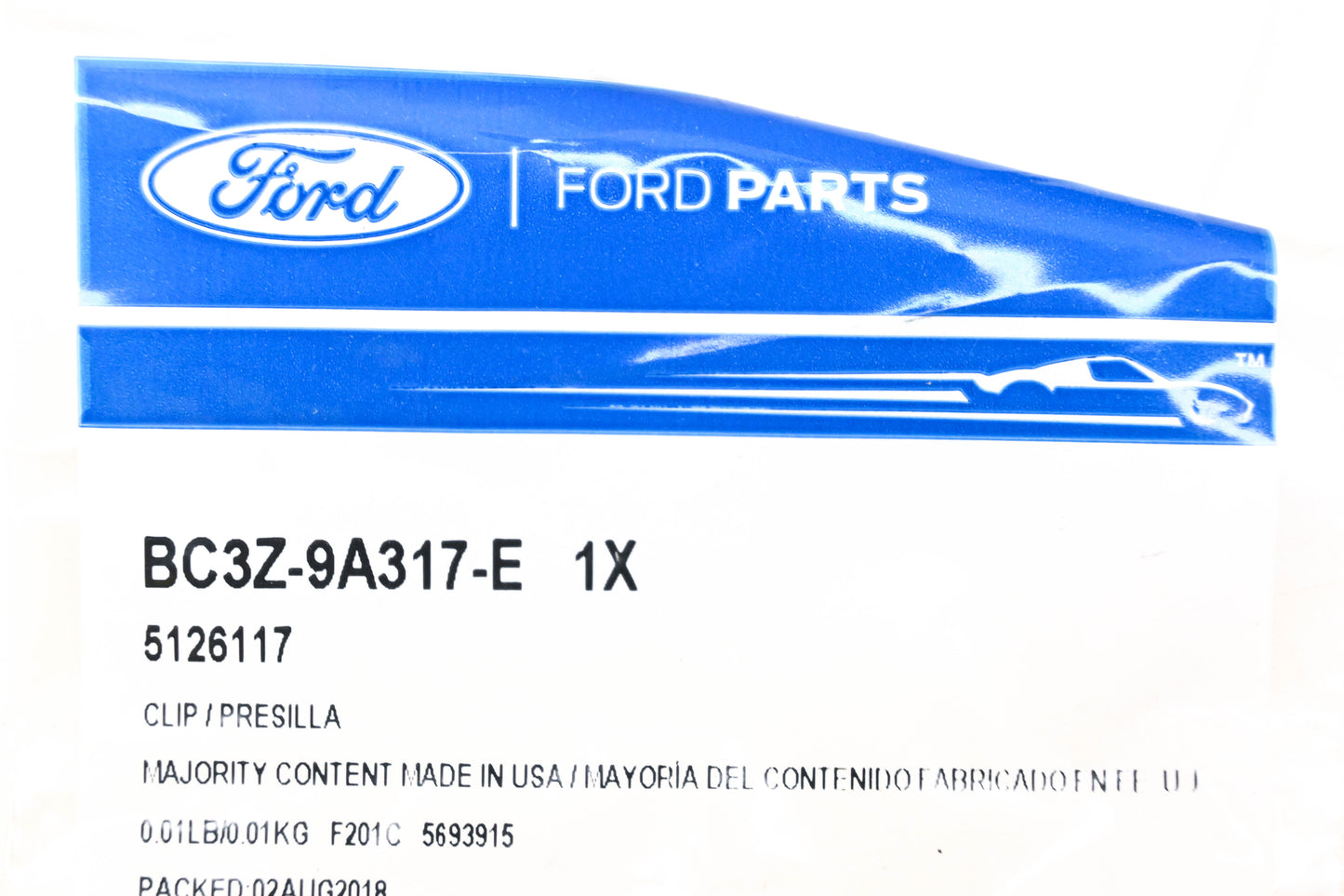 New OEM Ford BC3Z-9A317-E, 5126117 Clip NOS