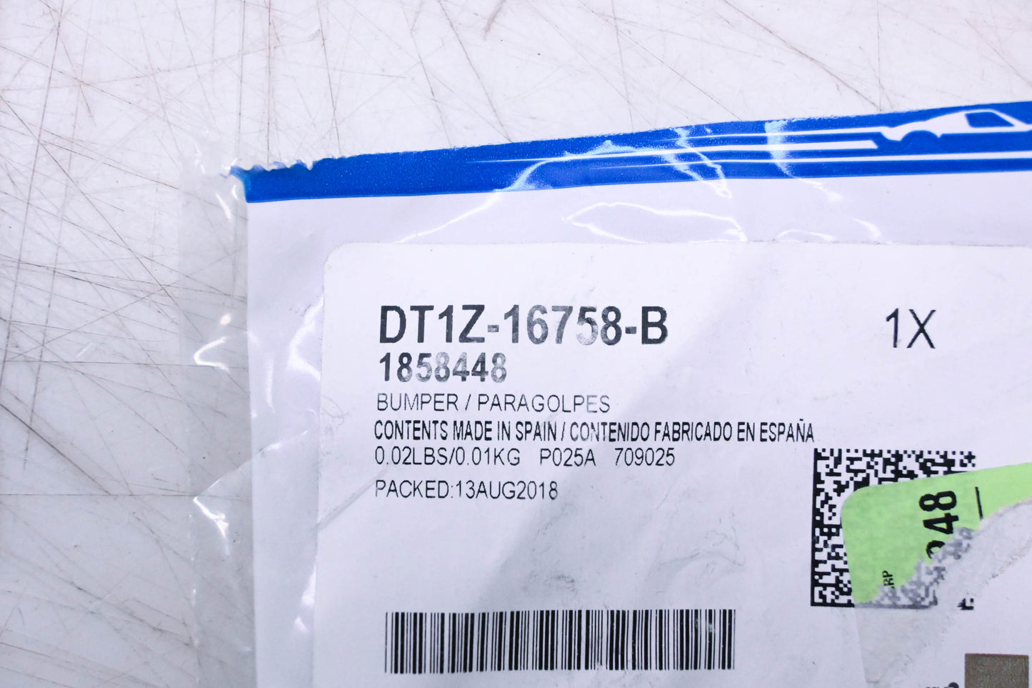 New OEM Ford D1TZ-16758-B, 1858448 Upper Hinge Bumper NOS