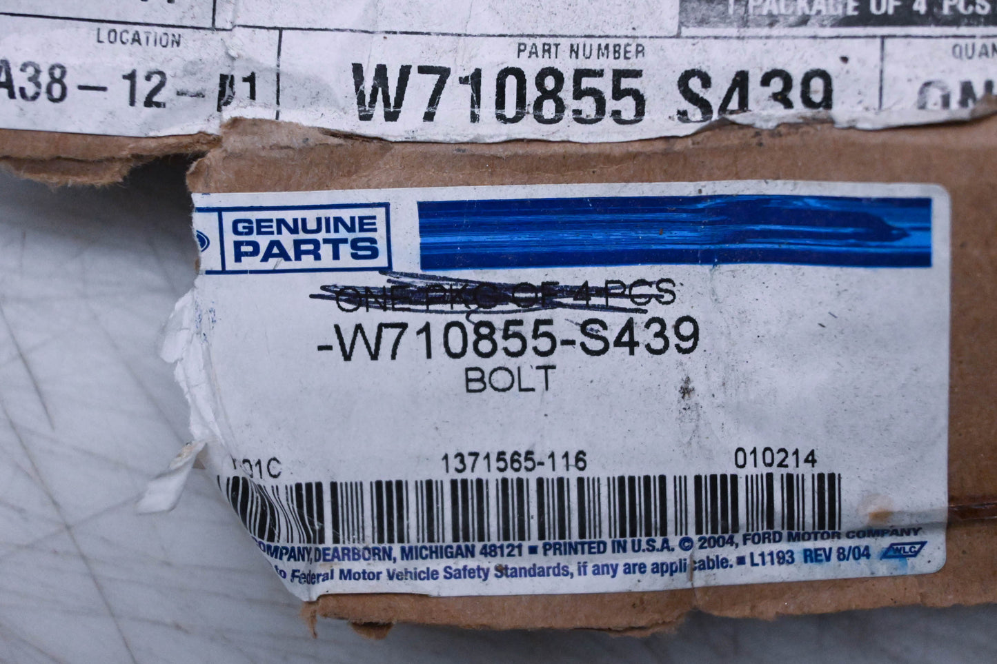 New OEM Ford W710855-S439 Suspension Bolt NOS