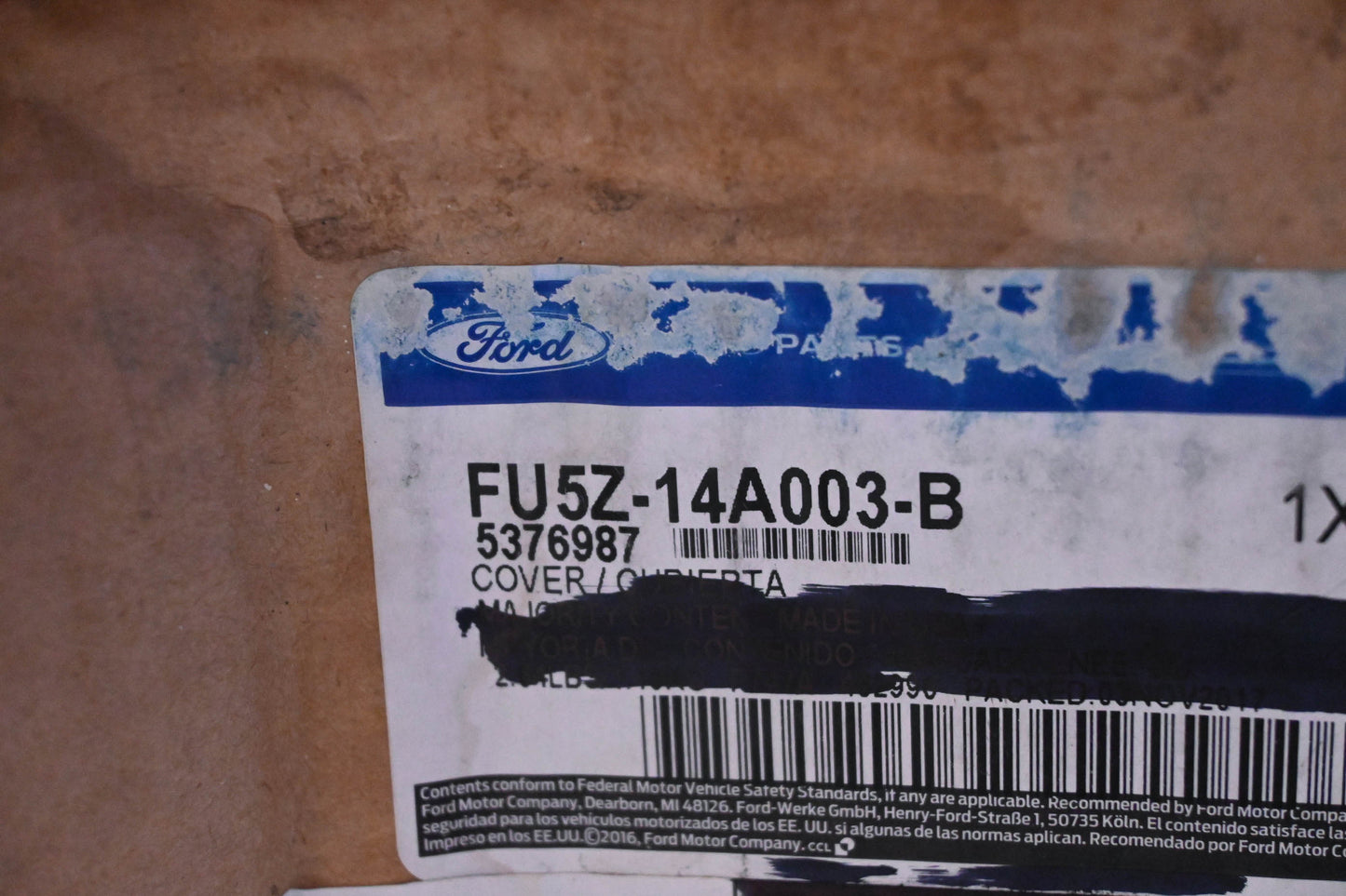 New OEM Ford FU5Z-14A003-B, 5376987 Lower Fuse Relay Cover NOS