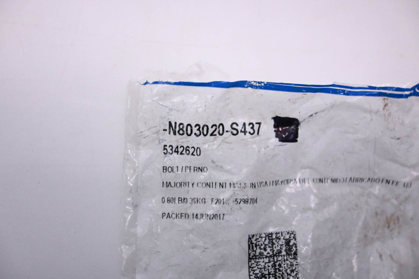 New OEM Ford N803020-S437, 5342620 Bolt NOS