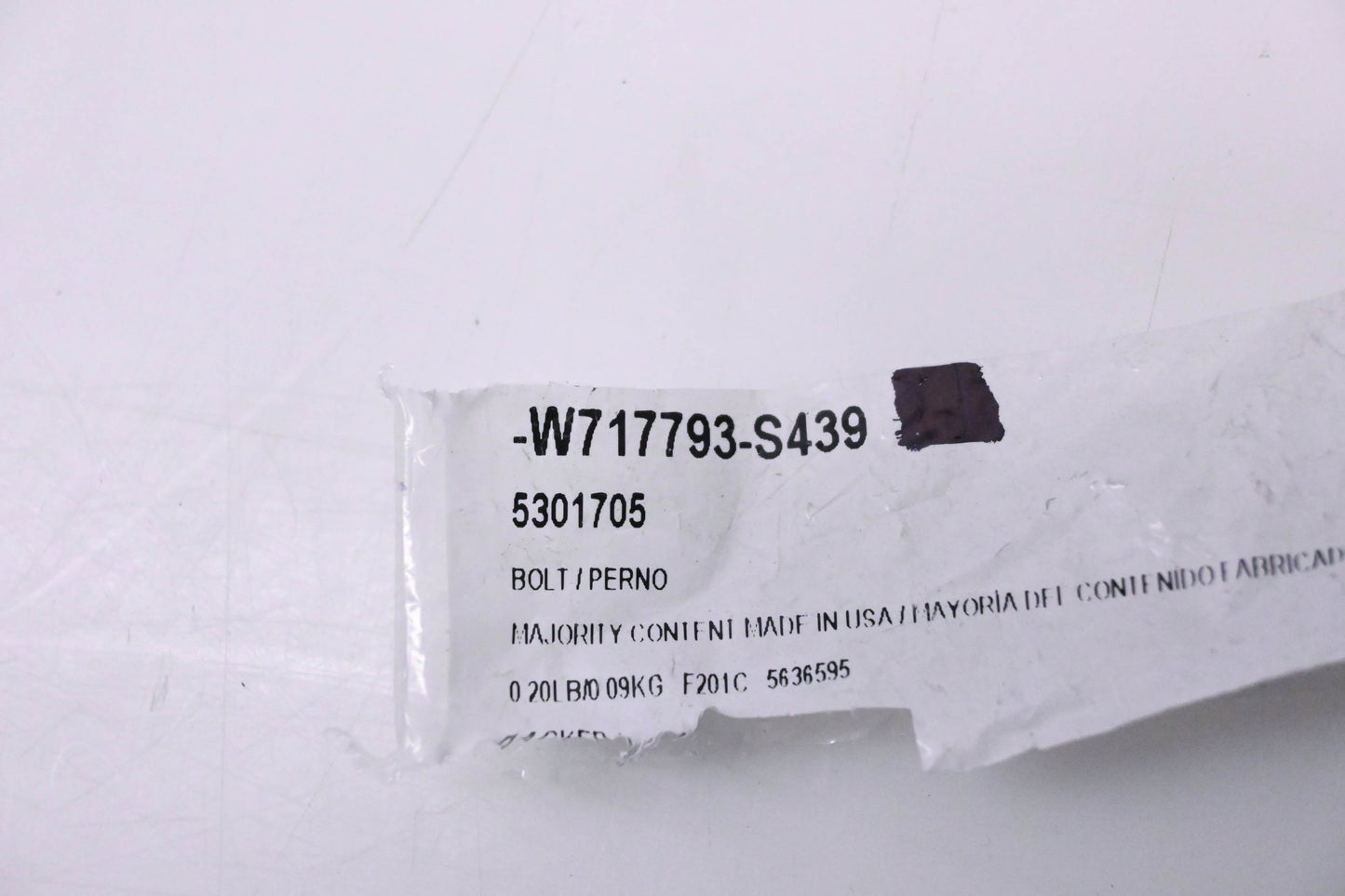 New OEM Ford W717793-S439, 5301705 Upper Rail Assembly Bolt NOS