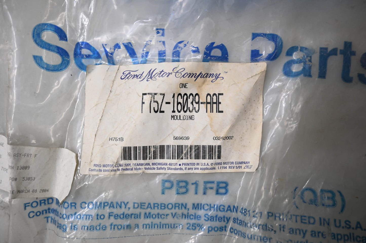 New OEM Ford F75Z-16039-AAE Fender Flare NOS