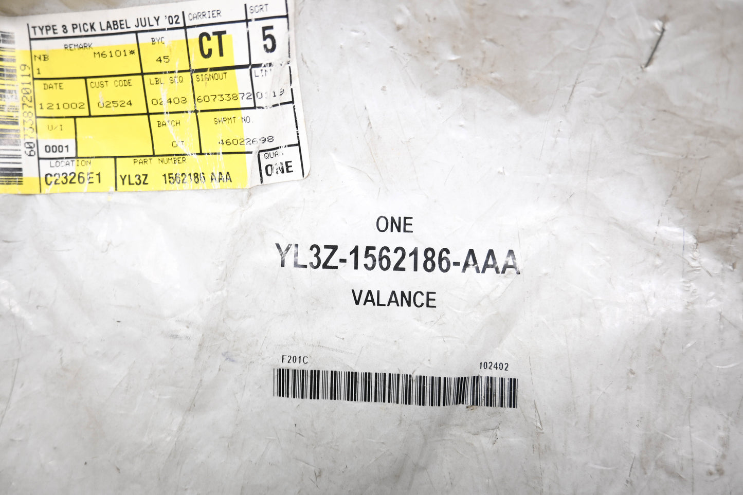 New OEM Ford YL3Z-1562186-AAA Seat Trim Valance NOS