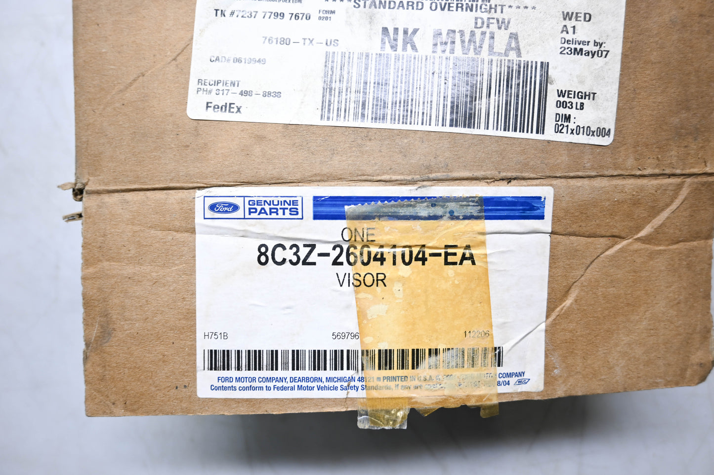 New OEM Ford 8C3Z-2604104-EA Sun Visor NOS