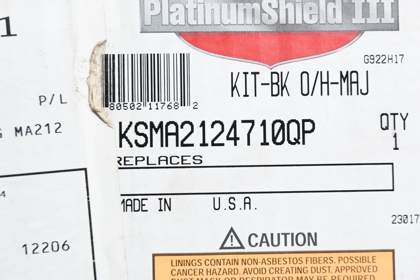 Meritor KSMA2124710QP Drum Brake Shoe Kit NOS