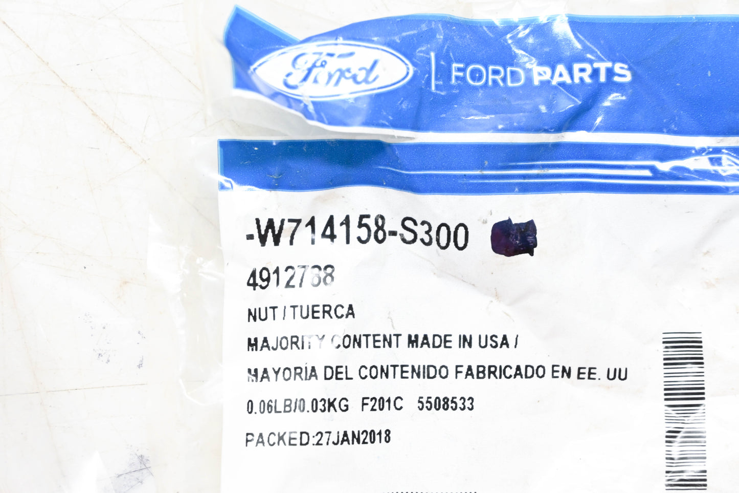 New OEM Ford W714158-S300 Bumper Nut NOS