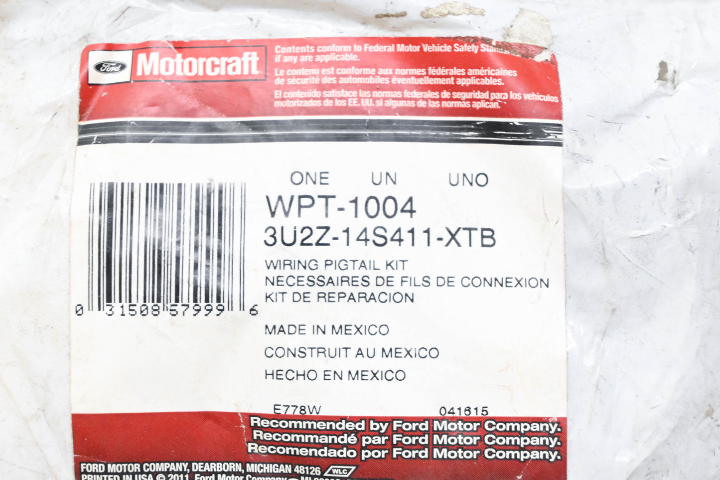 New OEM Motorcraft WPT-1004, 3U2Z-14S411-XTB Electronic Brake Control Connector NOS