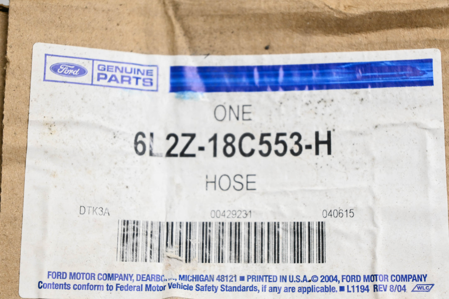 New OEM Ford 6L2Z-18C553-H HVAC Hose Assembly NOS