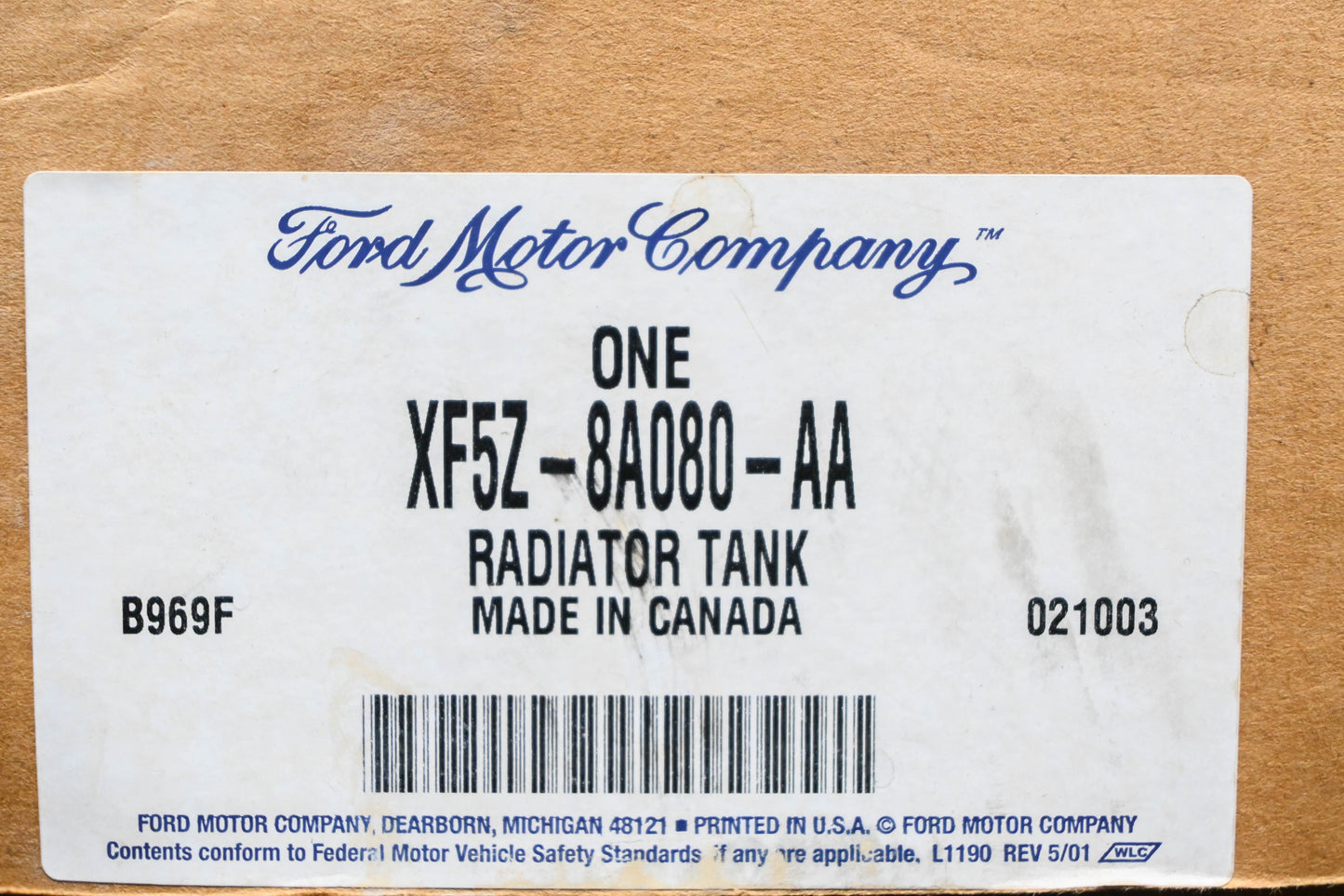 New OEM Ford XF5Z-8A080-AA Radiator Tank Assembly NOS