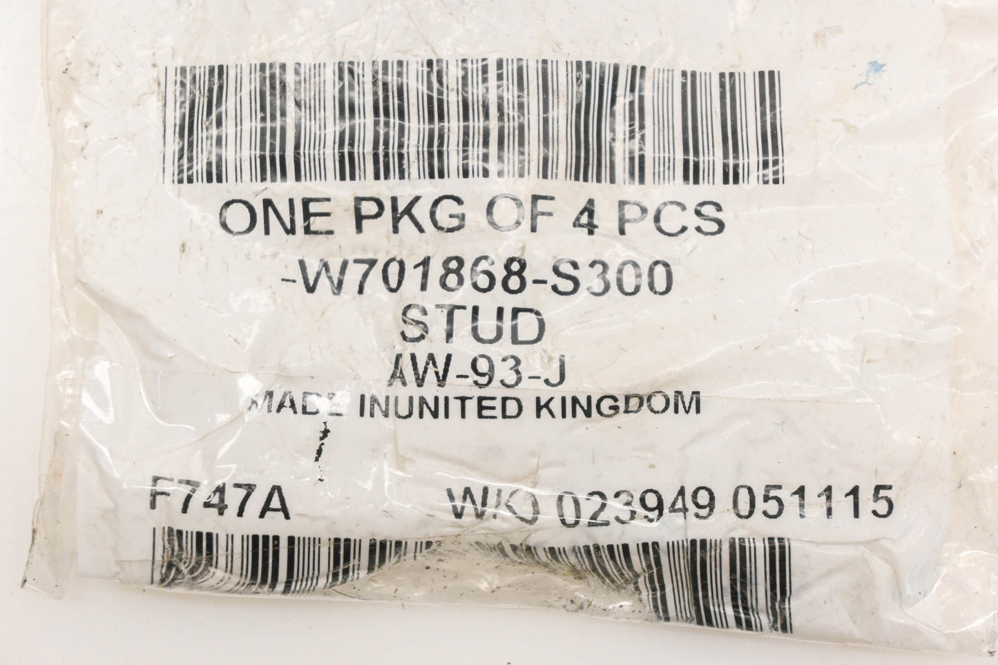 New OEM Ford W701868-S300 Studs Qty 4 NOS