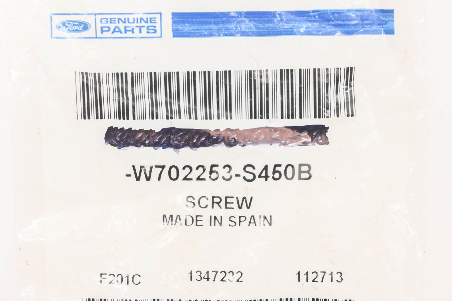 New OEM Ford W702253-S450B Center Track Screw NOS
