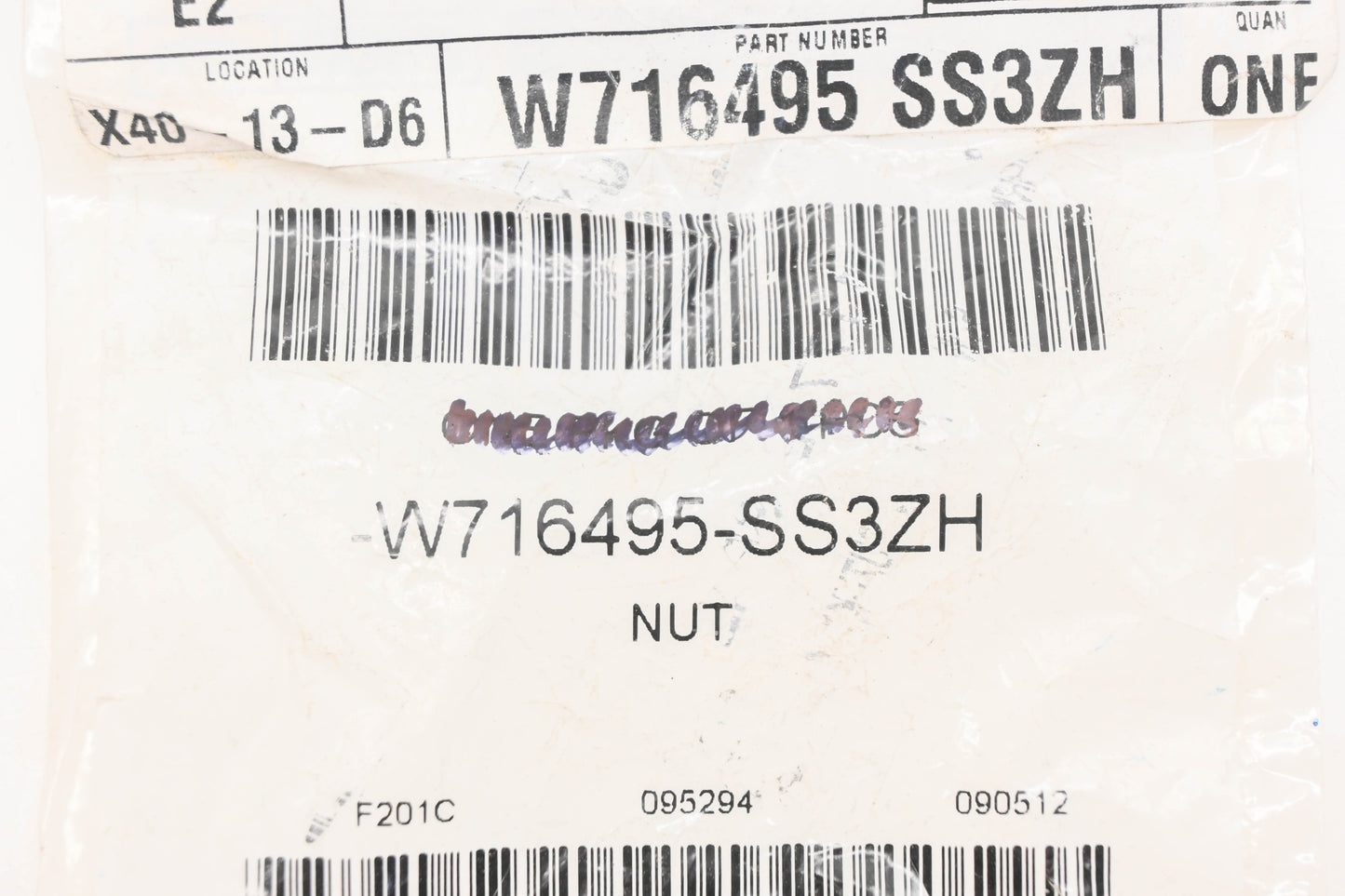 New OEM Ford W716495-SS3ZH Special Shaped Retainer Nut NOS