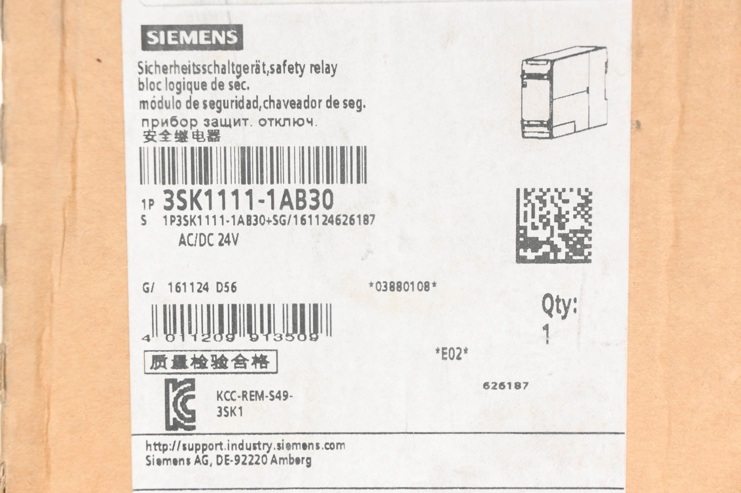 Siemens 3SK1111-1AB30 Safety Switch Relay NOS