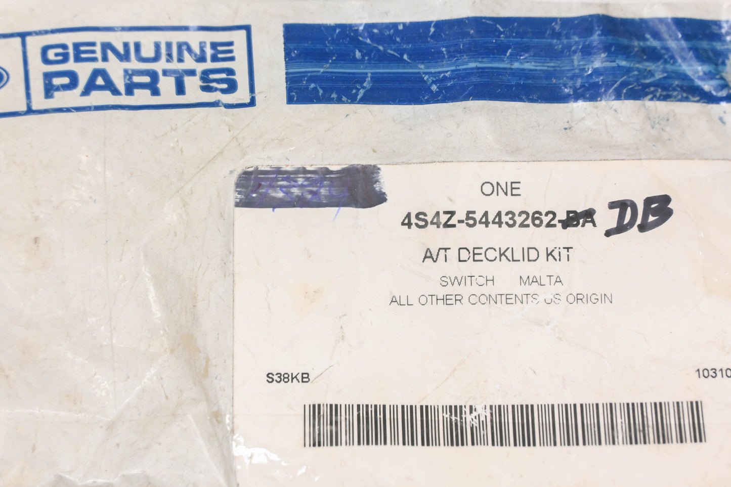 New OEM Ford 4S4Z-5443262-DB Cylinder Lock Kit NOS