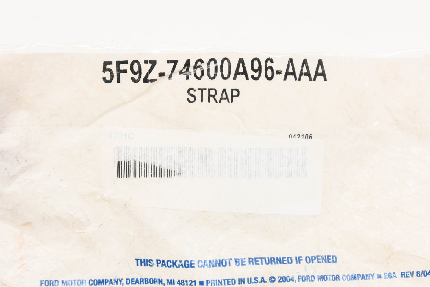 New OEM Ford 5F9Z-74600A96-AAA Rear Seat Strap NOS