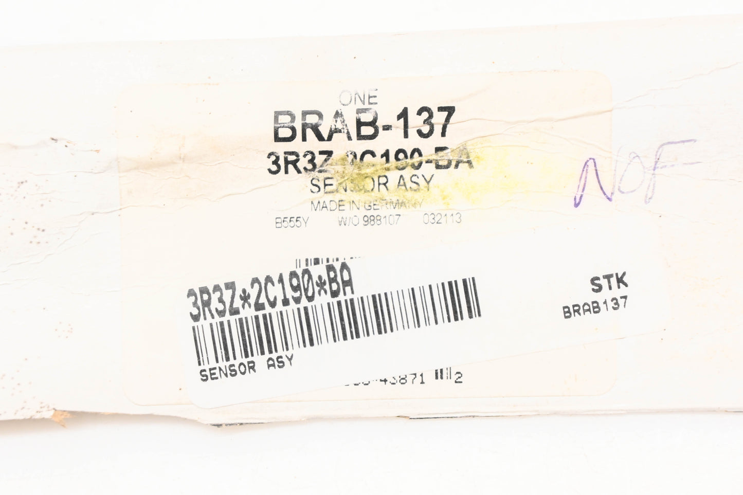 New OEM Motorcraft BRAB-137, 3R3Z-2C190-BA Right Rear Wheel Sensor Assembly NOS