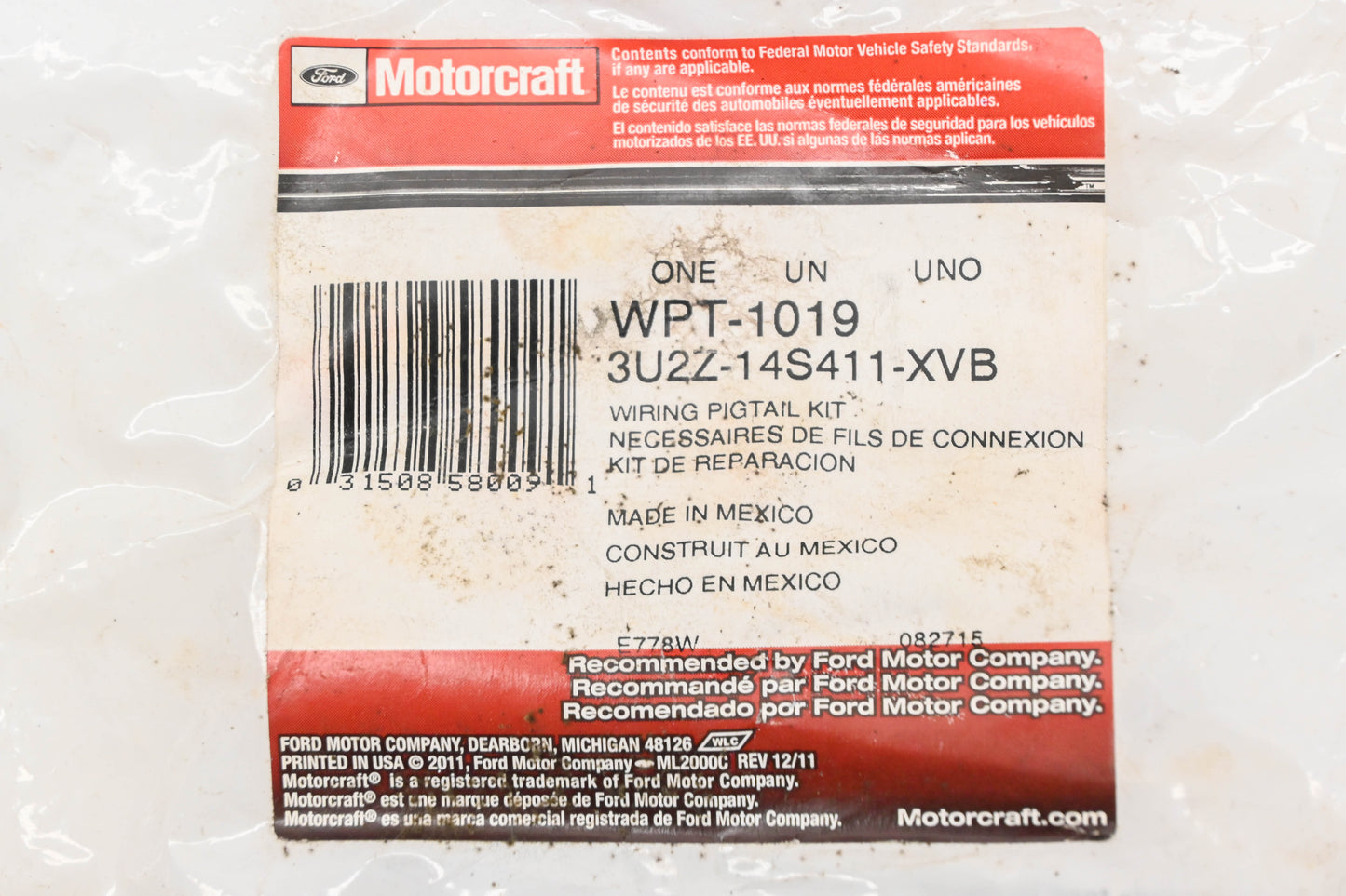 New OEM Motorcraft WPT-1019, 3U2Z-14S411-XVB Wiring Pigtail Kit NOS