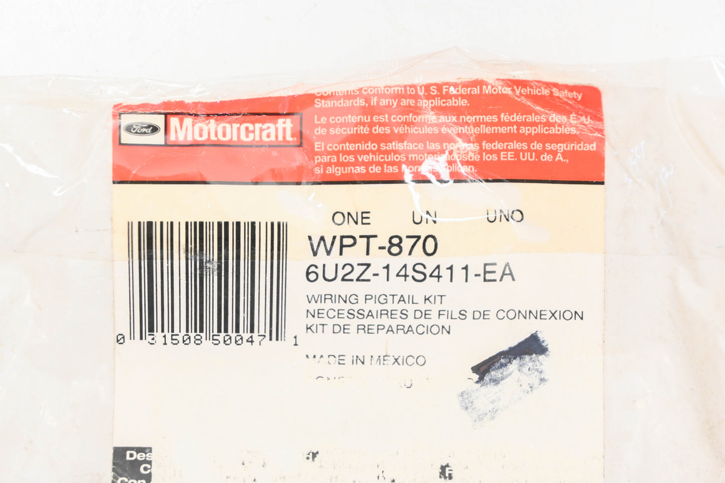 New OEM Motorcraft WPT-870, 6U2Z-14S411-EA Wiring Pigtail Kit NOS