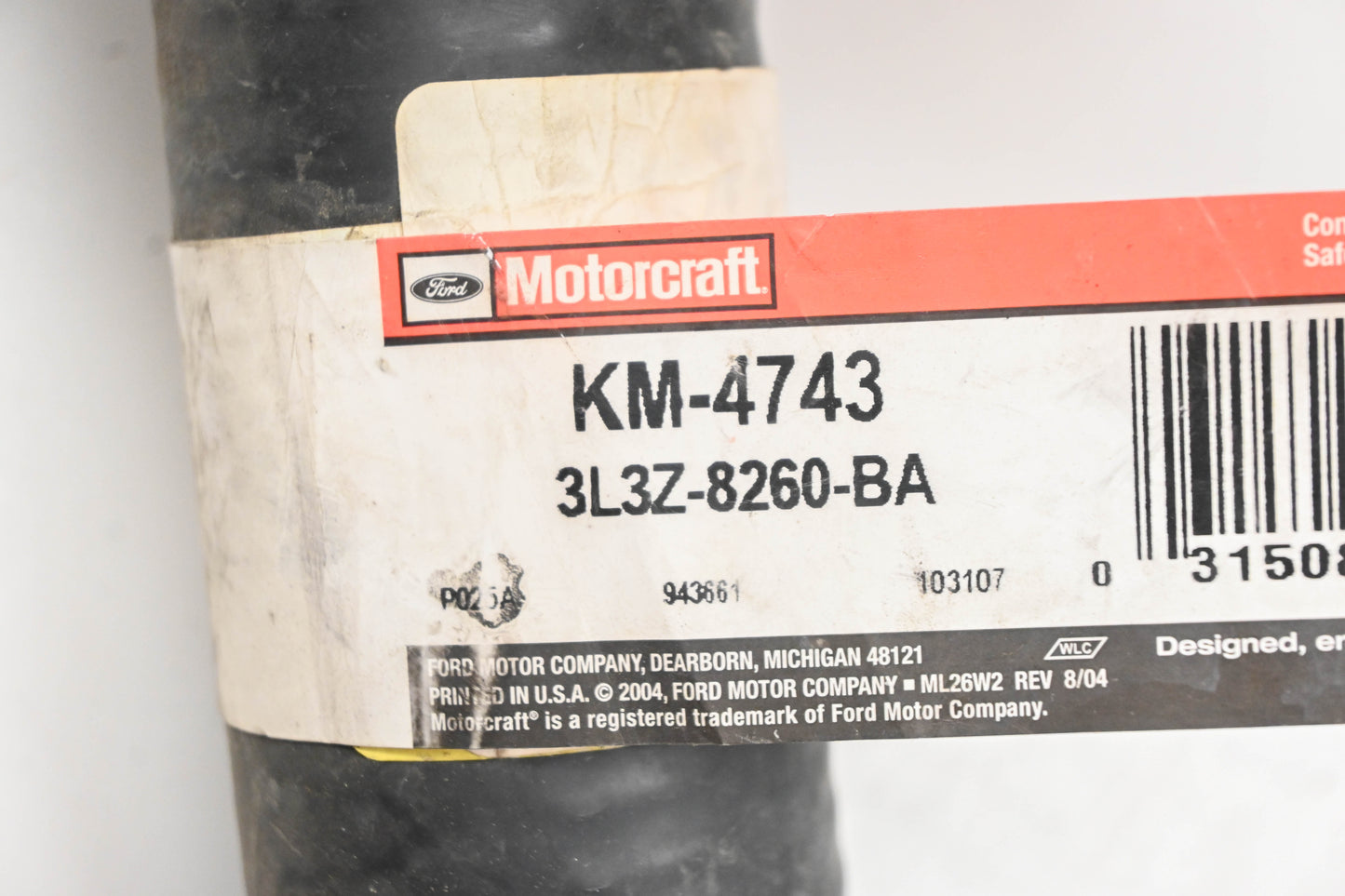 New OEM Motorcraft KM-4743, 3L3Z-8260-BA, KM4743 Radiator Coolant Hose NOS