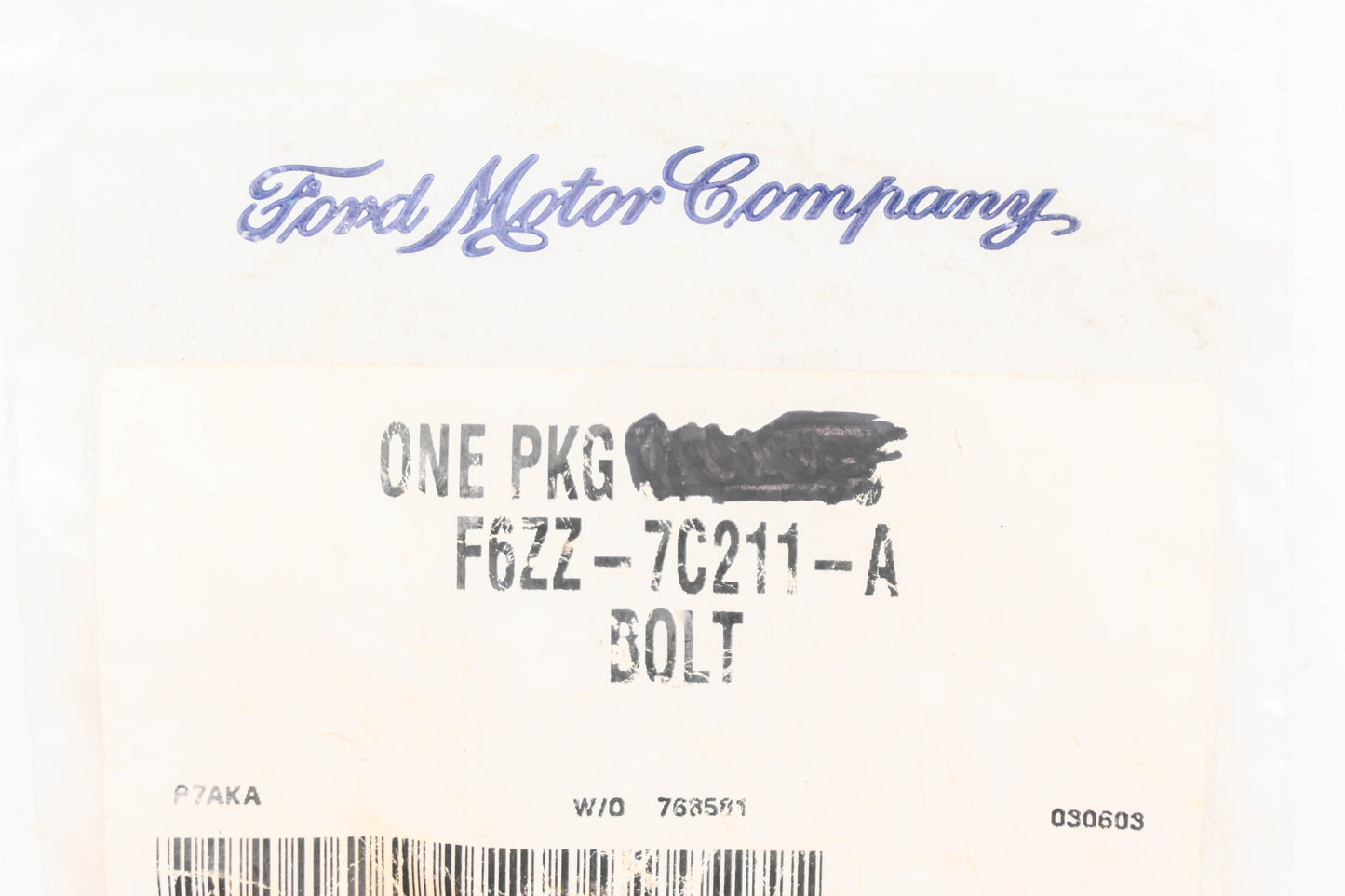New OEM Ford F6ZZ-7C211-A Bolt NOS