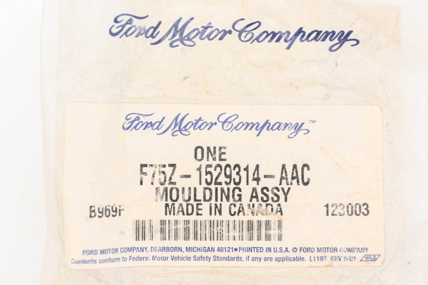 New OEM Ford F75Z-1529314-AAC Lower Side Molding NOS