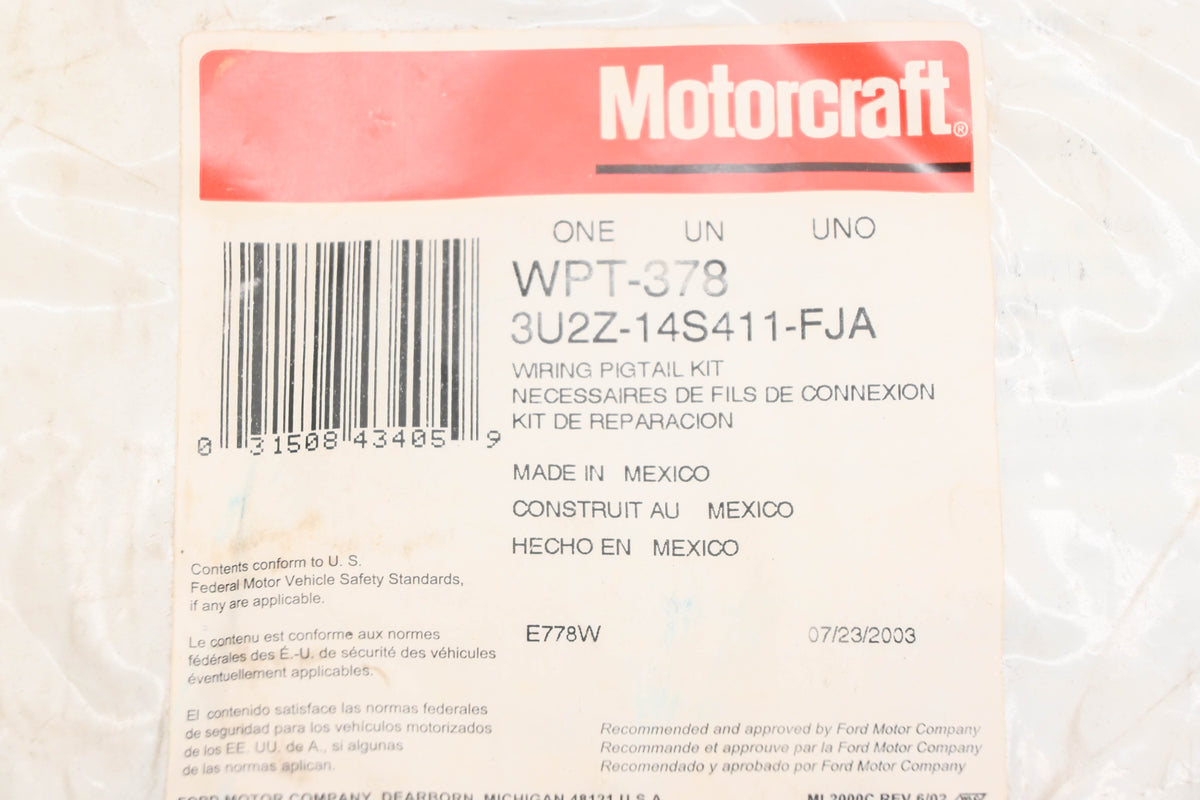 New OEM Motorcraft WPT-3748, 3U2Z-14S411-FJA, WPT378 Wiring Pigtail Kit NOS