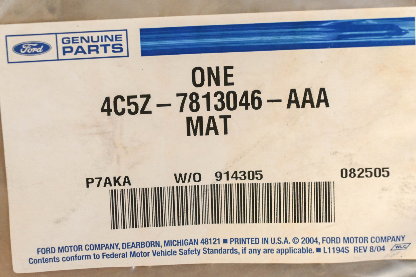 New OEM Ford 4C5Z-7813046-AAA Rear Floor Mat NOS
