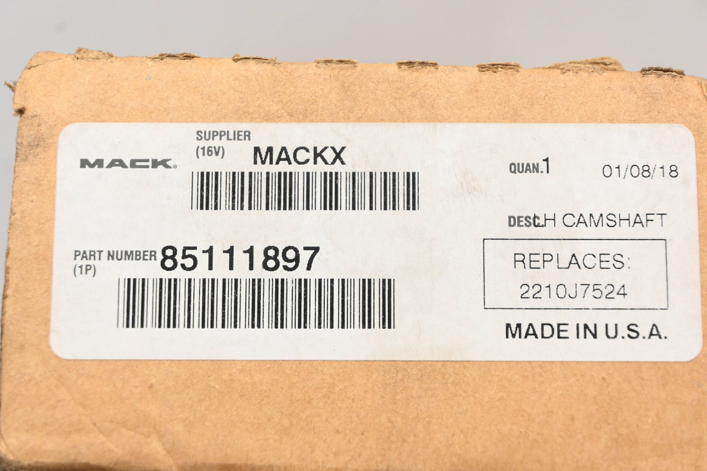 Mack 85111897 Lefthand Camshaft NOS