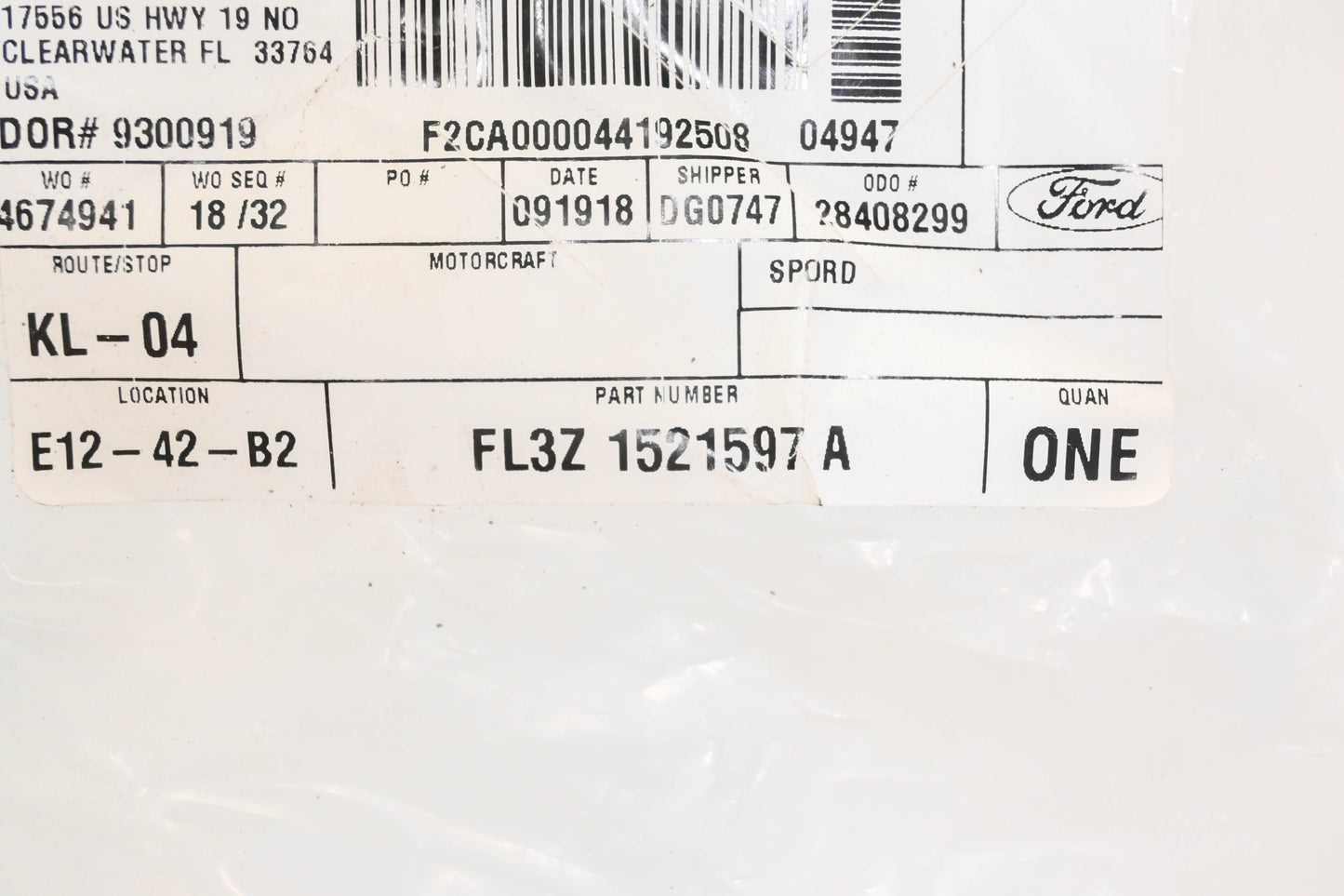 New OEM Ford FL3Z-1521597-A Front Left Door Glass Channel Run NOS