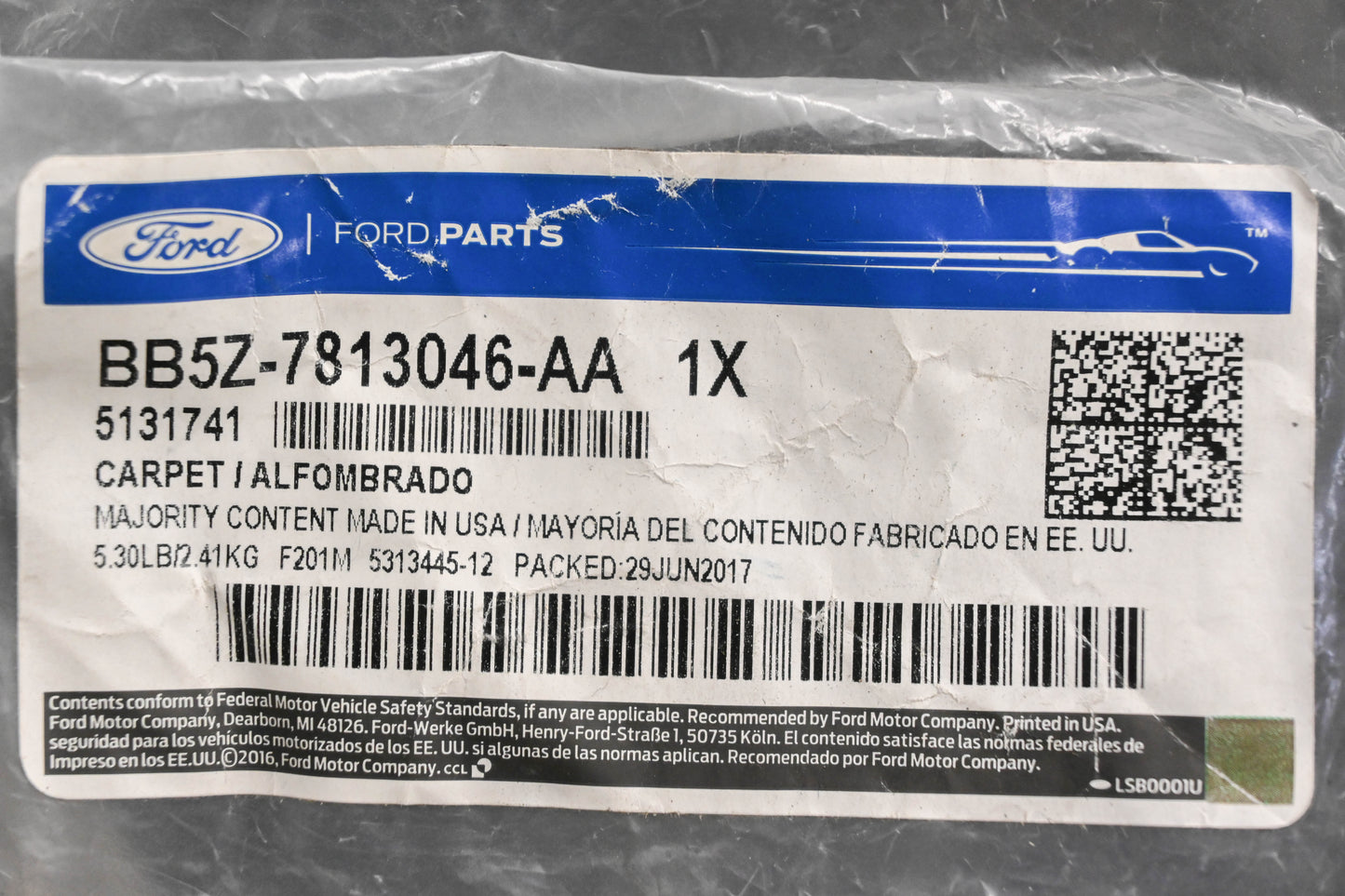 New OEM Ford BB5Z-7813046-AA Rear Interior Floor Carpet Kit NOS