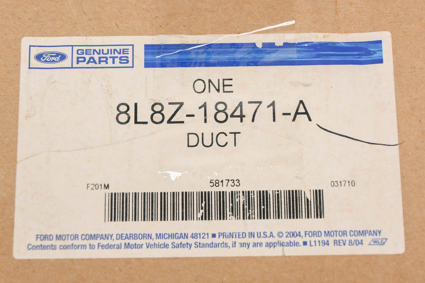 New OEM Ford 8L8Z-18471-A Air Duct Chamber NOS