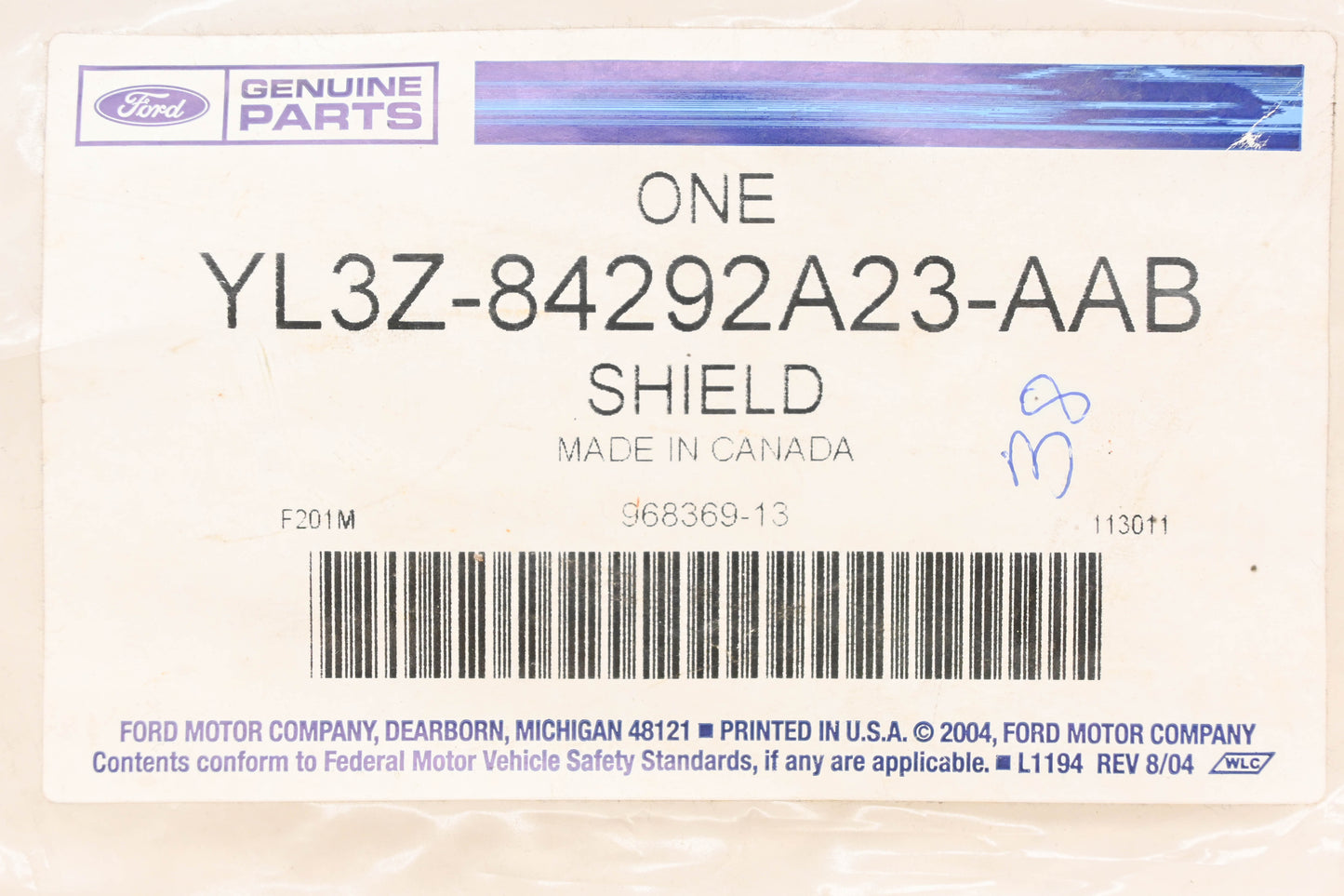 New OEM Ford YL3Z-84292A23-AAB, YL34-84292A23-ABW Lower Shield Cover Panel NOS