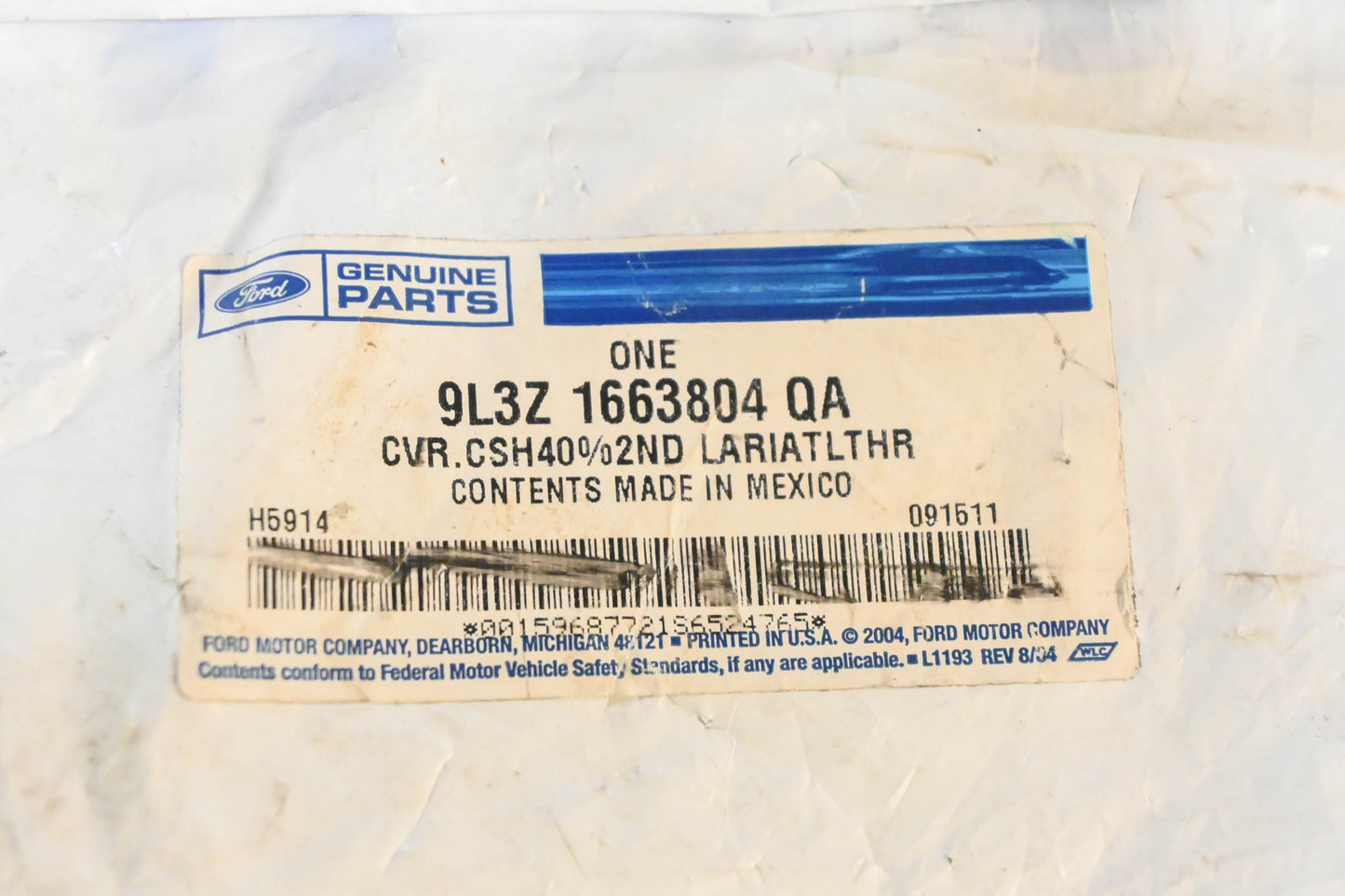 New OEM Ford 9L3Z-1663804-QA Tan Passenger Seat Cushion Cover NOS